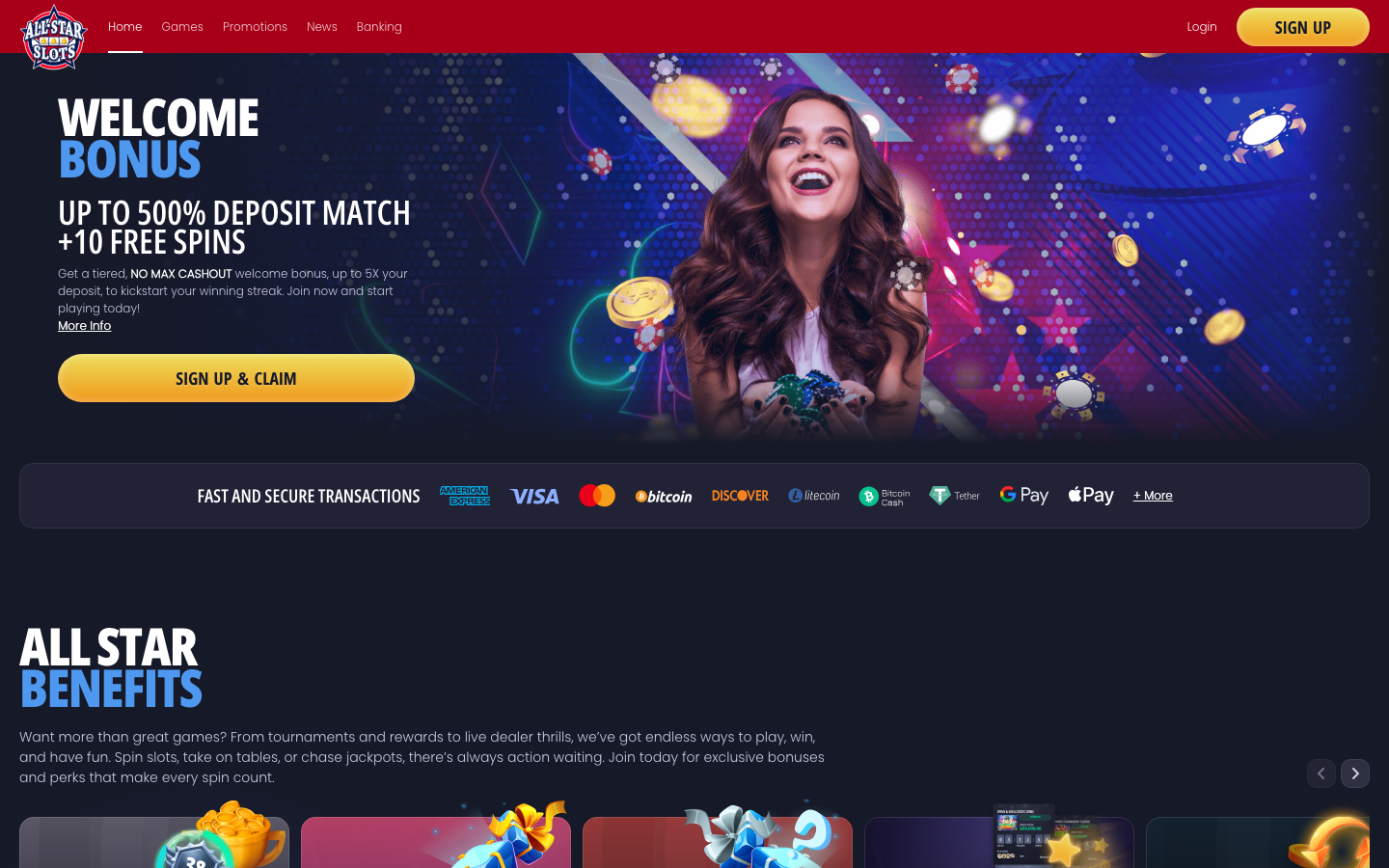 All Star Slots homepage screenshot