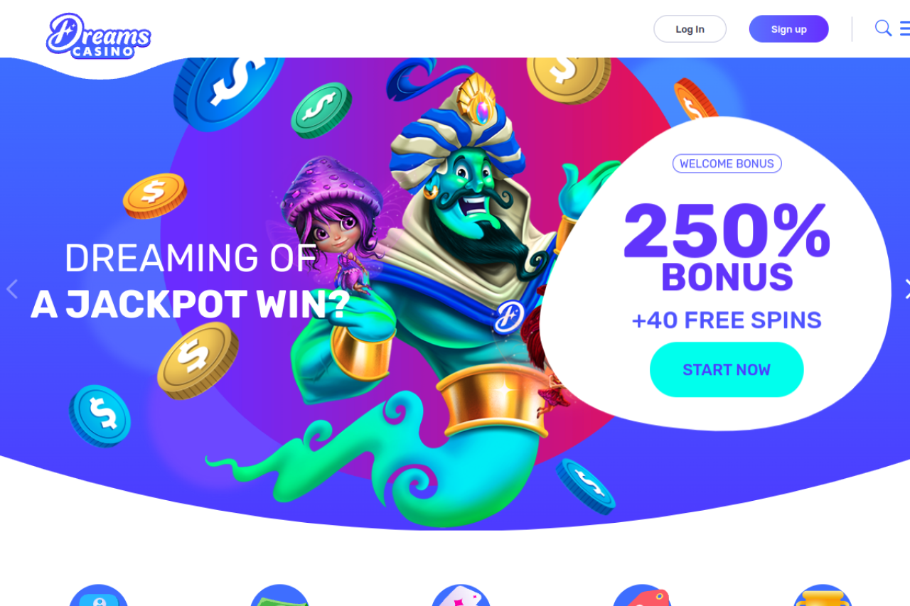 Dreams Casino homepage screenshot