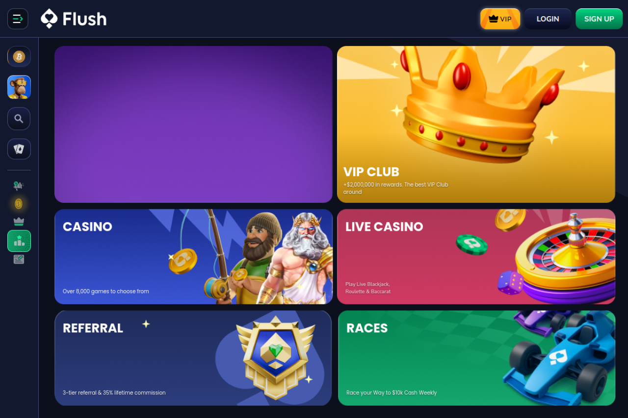 Flush Casino homepage screenshot